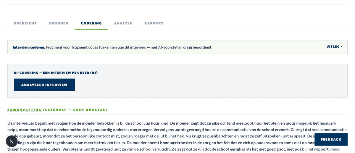Samenvatting van een interview, gepresenteerd als leeshulp